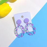 1 Pair Simple Style Oval Flower Arylic Women's Chandelier Earrings sku image 4