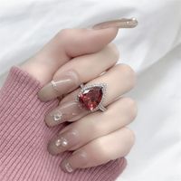 1 Piece Fashion Water Droplets Copper Inlay Zircon Women's Open Ring main image 4
