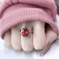 1 Piece Fashion Water Droplets Copper Inlay Zircon Women's Open Ring main image 2