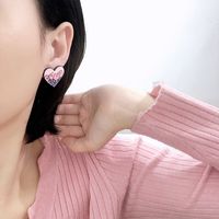 1 Pair Cute Heart Shape Flower Metal Enamel Women's Ear Studs main image 2