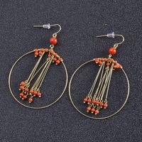 Vintage Style Round Natural Stone Pearl Handmade Tassel Drop Earrings 1 Pair main image 3