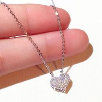Simple Style Heart Shape Copper Inlay Rhinestones Pendant Necklace 1 Piece main image 5