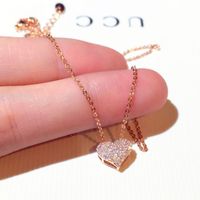 Simple Style Heart Shape Copper Inlay Rhinestones Pendant Necklace 1 Piece main image 1