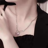 Fashion Heart Shape Copper Plating Inlay Artificial Gemstones Pendant Necklace 1 Piece main image 4