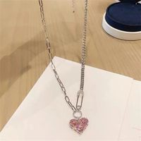 Fashion Heart Shape Copper Plating Inlay Artificial Gemstones Pendant Necklace 1 Piece main image 2
