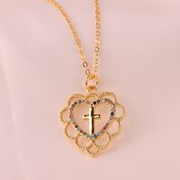 Fashion Round Heart Shape Butterfly Copper Inlay Zircon Pendant Necklace sku image 1