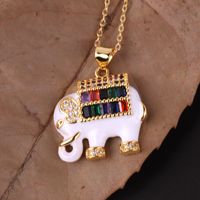Fashion Elephant Copper Inlaid Zircon Pendant Necklace 1 Piece main image 4