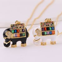 Fashion Elephant Copper Inlaid Zircon Pendant Necklace 1 Piece main image 5