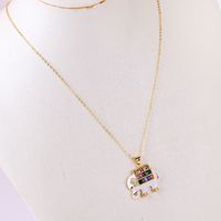 Fashion Elephant Copper Inlaid Zircon Pendant Necklace 1 Piece sku image 1