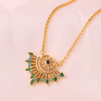 Fashion Round Heart Shape Butterfly Copper Inlay Zircon Pendant Necklace sku image 4