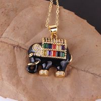 Fashion Elephant Copper Inlaid Zircon Pendant Necklace 1 Piece main image 2