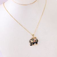 Fashion Elephant Copper Inlaid Zircon Pendant Necklace 1 Piece sku image 2