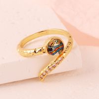 Retro Devil's Eye Copper Enamel Zircon Rings sku image 7