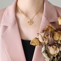Fashion Heart Shape Flower Titanium Steel Plating Rings Necklace 1 Piece main image 3
