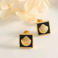 Fashion Square Shell Titanium Steel Plating Earrings Necklace main image 5