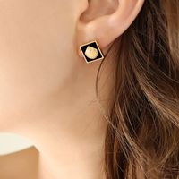 Fashion Square Shell Titanium Steel Plating Earrings Necklace sku image 1