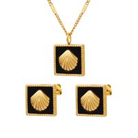 Fashion Square Shell Titanium Steel Plating Earrings Necklace main image 3