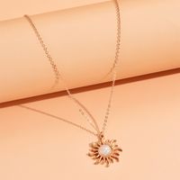 1 Stück Mode Sonne Legierung Überzug Inlay Künstliche Perlen Frau Halskette Mit Anhänger main image 1