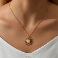 1 Piece Fashion Sun Alloy Plating Inlay Artificial Pearls Women's Pendant Necklace main image 5
