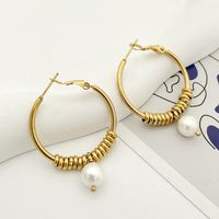 Simple Style Circle Stainless Steel Pearl Plating Earrings 1 Pair sku image 1