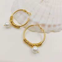 Simple Style Circle Stainless Steel Pearl Plating Earrings 1 Pair main image 1