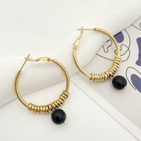 Simple Style Circle Stainless Steel Pearl Plating Earrings 1 Pair sku image 2