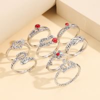 1 Set Fashion Round Heart Shape Alloy Plating Inlay Artificial Gemstones Women's Rings main image 3