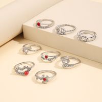 1 Set Fashion Round Heart Shape Alloy Plating Inlay Artificial Gemstones Women's Rings main image 4