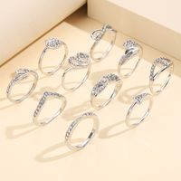 1 Set Fashion Round Heart Shape Alloy Plating Inlay Artificial Gemstones Women's Rings sku image 4