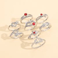 1 Set Fashion Round Heart Shape Alloy Plating Inlay Artificial Gemstones Women's Rings main image 1