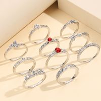 1 Set Fashion Round Heart Shape Alloy Plating Inlay Artificial Gemstones Women's Rings sku image 1