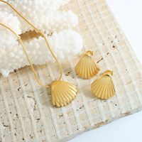 Fashion Shell Titanium Steel Plating Earrings Necklace main image 6