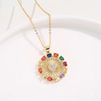 Fashion Round Oval Heart Shape Copper Inlaid Zircon Pendant Necklace sku image 1