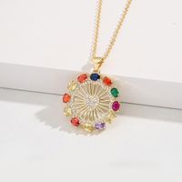 Fashion Round Oval Heart Shape Copper Inlaid Zircon Pendant Necklace main image 1
