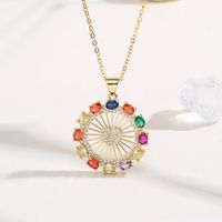 Fashion Round Oval Heart Shape Copper Inlaid Zircon Pendant Necklace main image 6