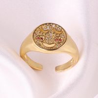 Fashion Smiley Face Copper Inlaid Zircon Rings main image 5