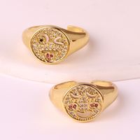 Fashion Smiley Face Copper Inlaid Zircon Rings main image 4