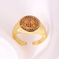 Fashion Smiley Face Copper Inlaid Zircon Rings sku image 1