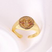 Fashion Smiley Face Copper Inlaid Zircon Rings main image 2