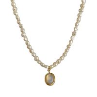 Fashion Oval Alloy Moonstone Pearl Necklace 1 Piece main image 4