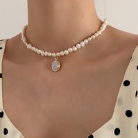 Fashion Oval Alloy Moonstone Pearl Necklace 1 Piece sku image 1