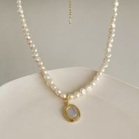 Mode Oval Legierung Mondstein Perle Halskette 1 Stück main image 2