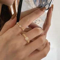 1 Piece Fashion Round Metal Plating Inlay Opal Women's Rings main image 3