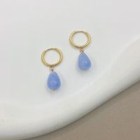 Fashion Water Droplets Stainless Steel Plating Natural Stone Drop Earrings 1 Pair main image 1