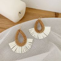 1 Pair Vacation Triangle Round Braid Rattan Drop Earrings main image 3