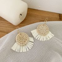 1 Pair Vacation Triangle Round Braid Rattan Drop Earrings main image 2