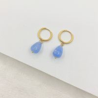 Fashion Water Droplets Stainless Steel Plating Natural Stone Drop Earrings 1 Pair main image 5