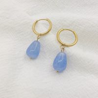 Fashion Water Droplets Stainless Steel Plating Natural Stone Drop Earrings 1 Pair sku image 1