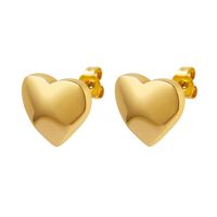 Fashion Heart Shape Titanium Steel Plating Ear Studs 1 Pair main image 4