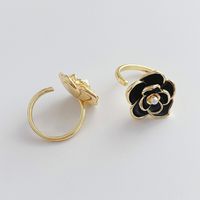 Fashion Flower Copper Enamel Inlay Pearl Rings 1 Piece main image 4